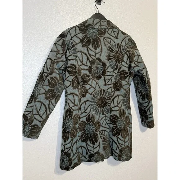 Vintage Bentley a Floral Brocade Jacket Women's Size Medium Brown Blue Textured - Picture 7 of 7